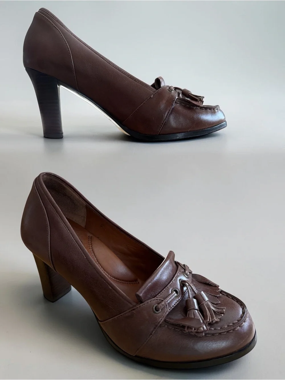 Raffini Signature Brown Leather Tassel Kiltie Loafer Pumps EU 37 US 6.5–7